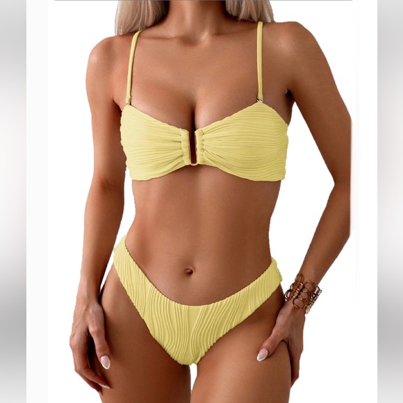 Fanuerg Yellow Ribbed Bikini Set - Picture 2 of 11